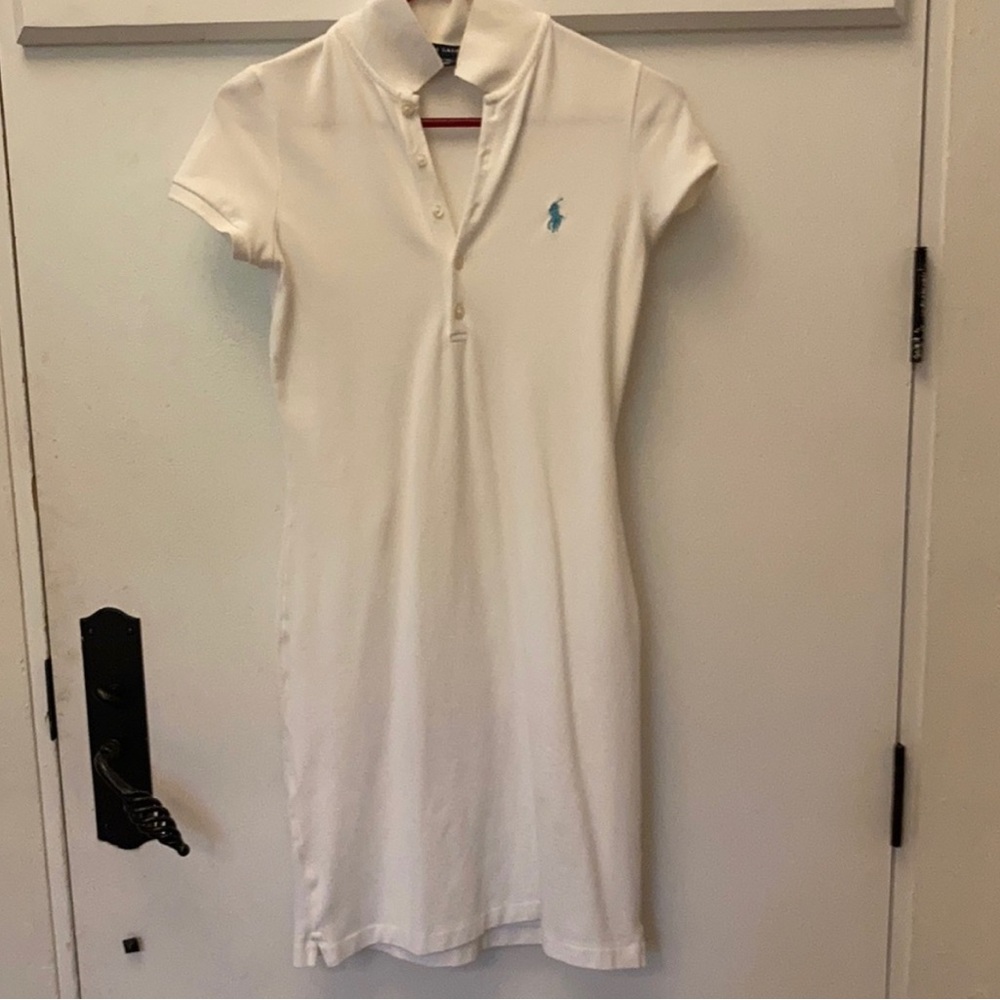 White short sleeve polo dress